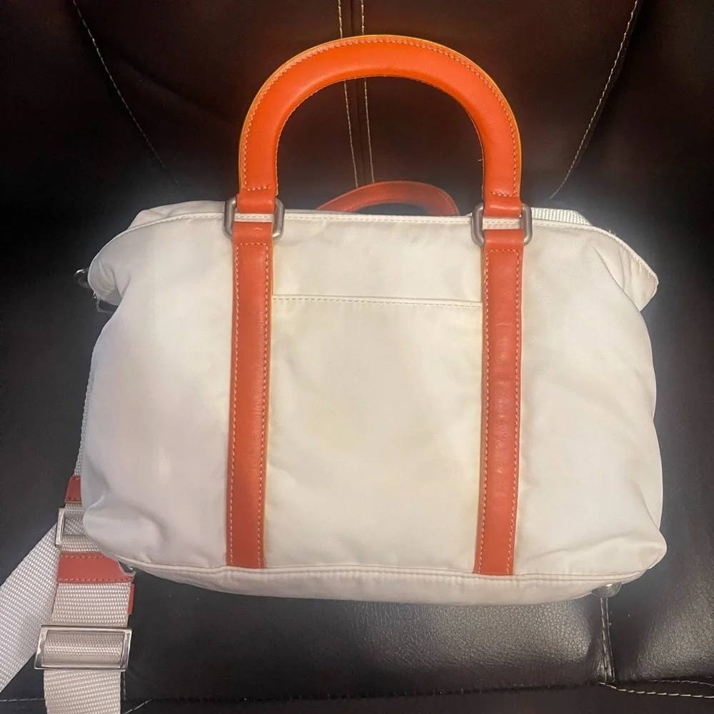 Prada Nylon 2-Way White and Orange Bag - Picture 6 of 11